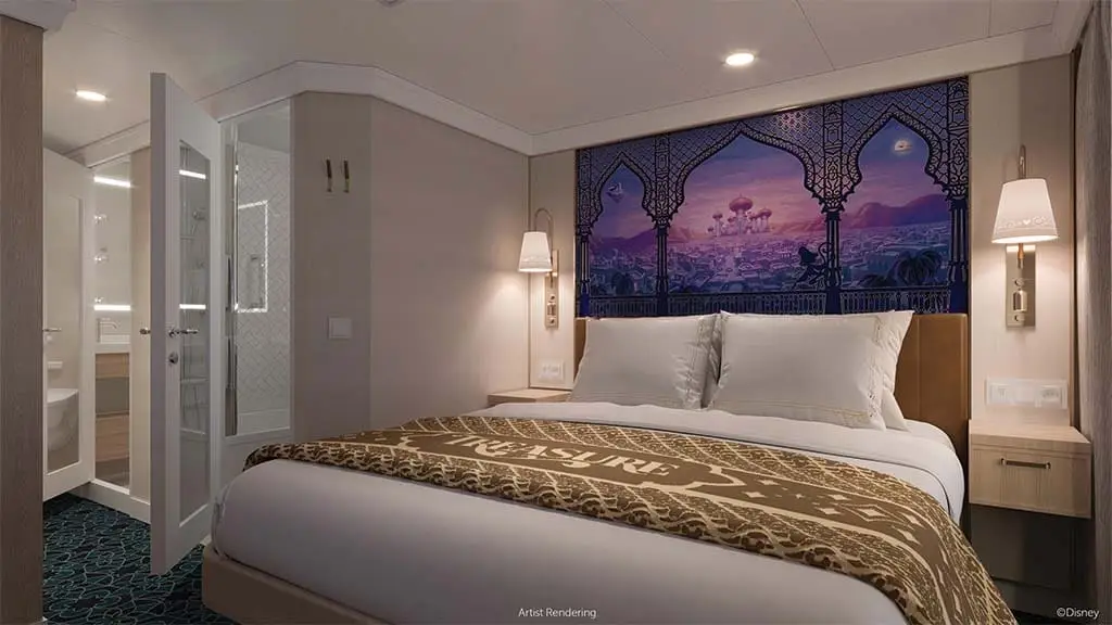The Rajah Royal Suites render art, themed to Princess Jasmine’s protective tiger. Disney Treasure Cruise Line