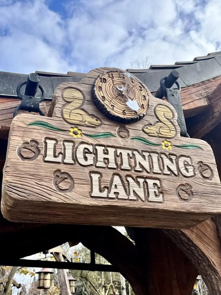 Seven Dwarfs Mine Train Lightning Lane Sign