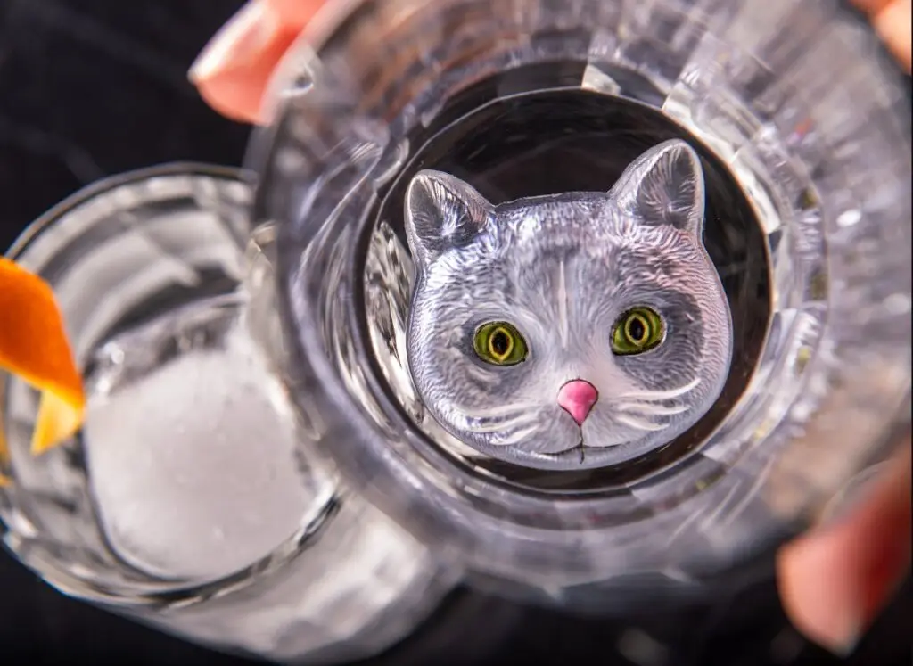 Disney Image of the Cat Face Glass Holding The Signature Drink Cup in the Scat Cat Lounge - "The Aristocat"-Themed Piano Bar and Lounge on the Disney Treasure