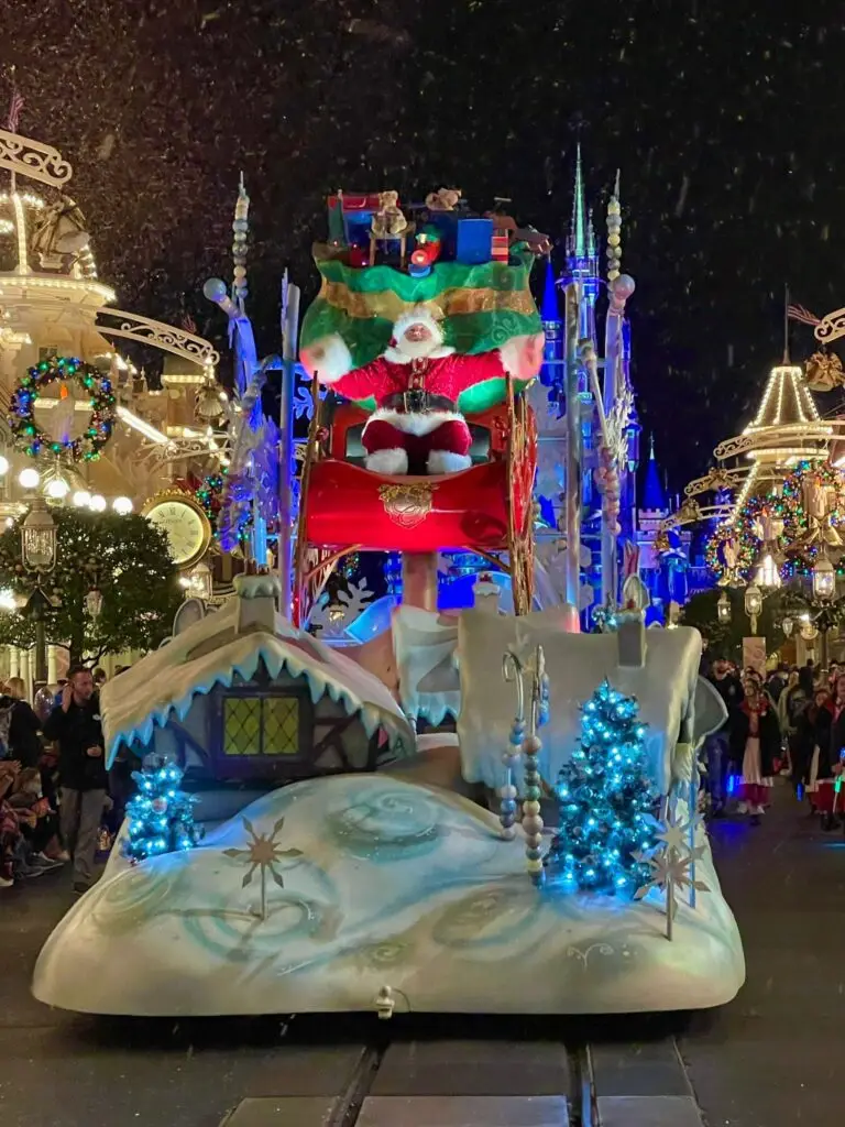 Santa atop a float during the Mickey's Very Merry Christmas Party parade. 