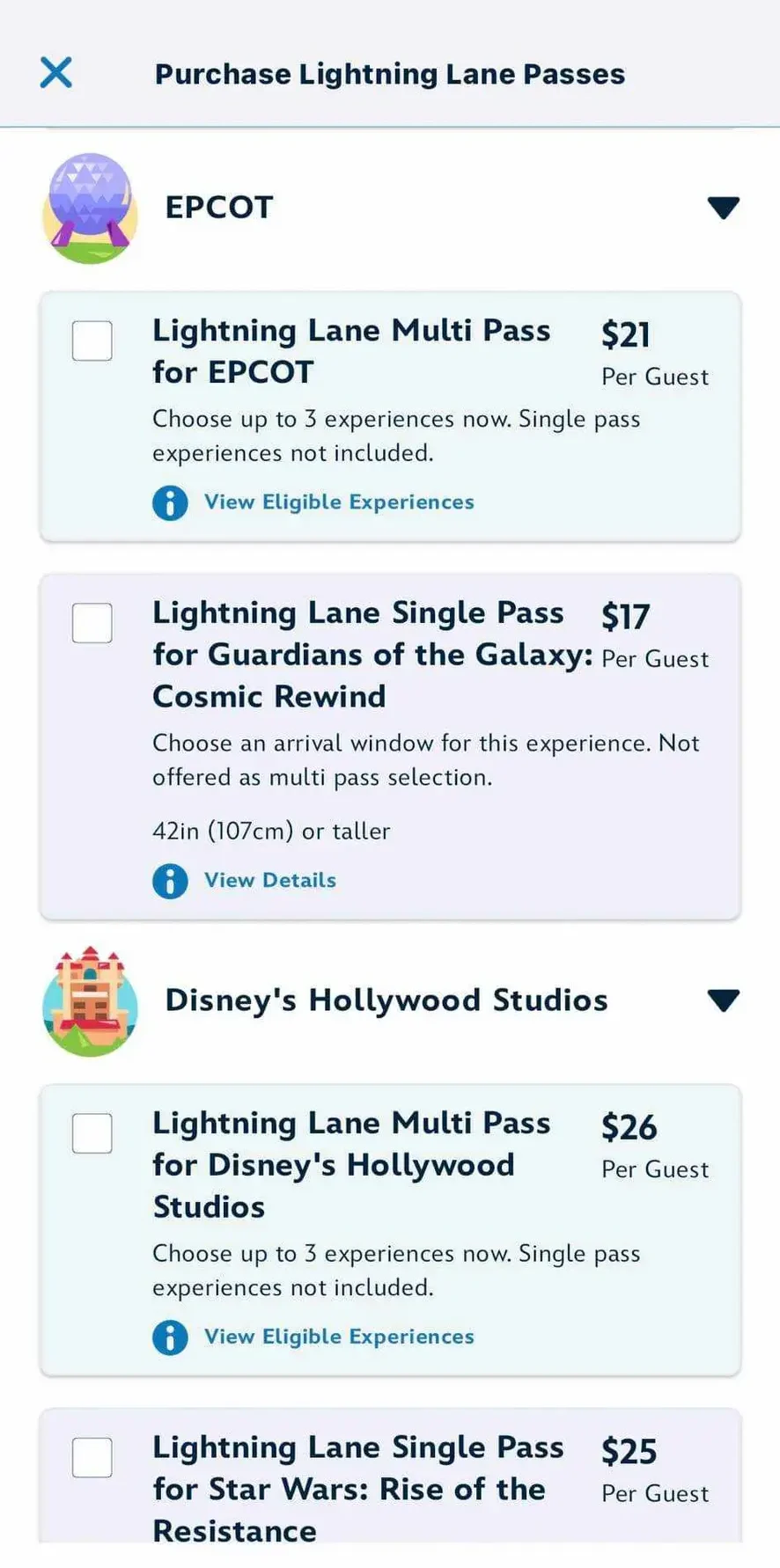 EPCOT Lightning Lane Passes on Day 1 of Launch