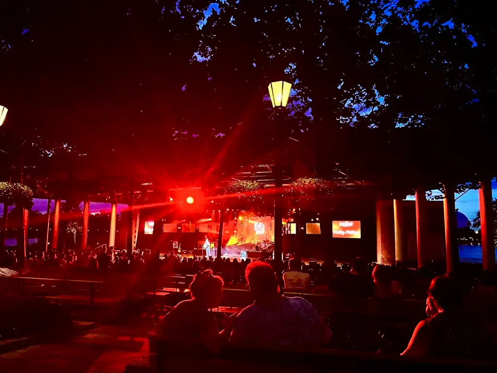 Nighttime performance of Phillip Phillips for the Eat to the Beat Concert Series at the America Garden Theatre During the Food and Wine Festival.