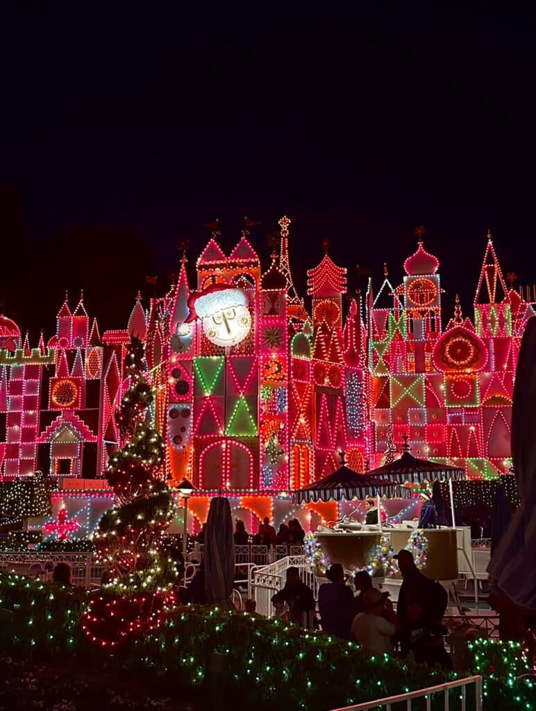 Disneyland’s Small World lit up for the Holidays