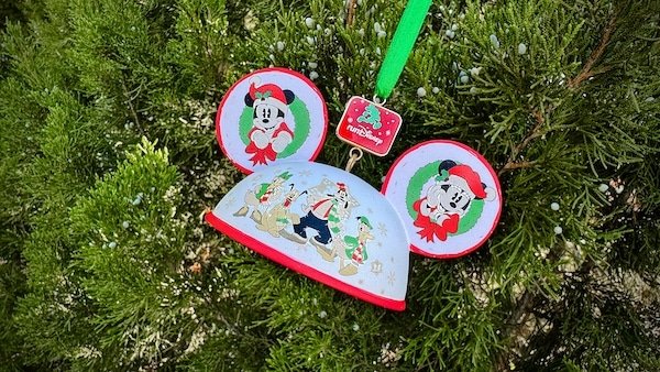 runDisney holiday ornament in the shape of mickey ears.