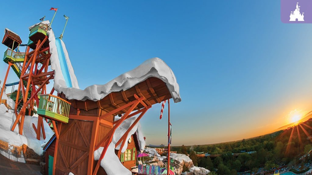 Disney's Blizzard Beach Slide as the sun rises