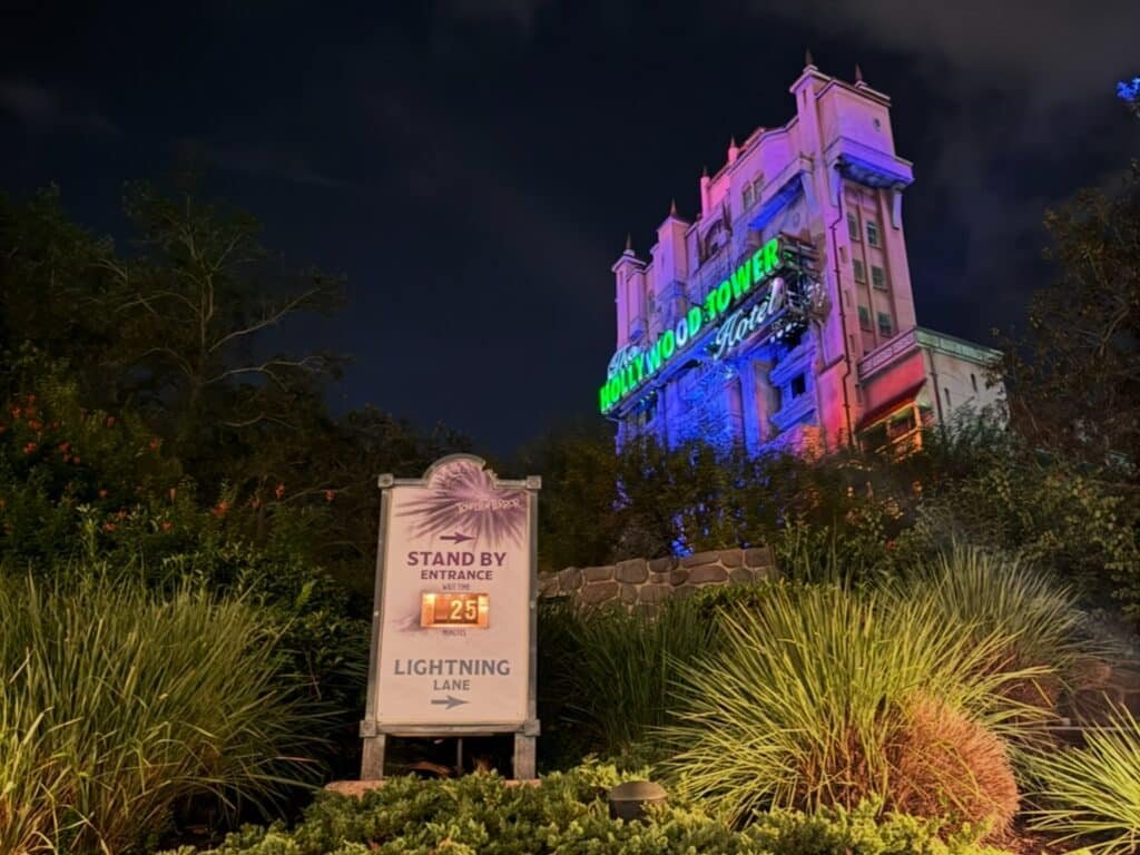 tower of terror at a 25 minute wait