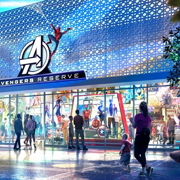 Disney's Concept Art of the brand-new Marvel-themed store coming to Downtown Disney District called Avengers Reserve