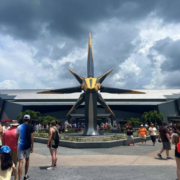 Guardians of the Galaxy ride in Epcot as a storm rolls in